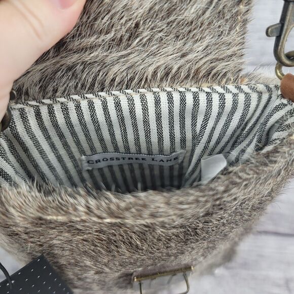 NWT CROSSTREE LANE Fur Leather Convertible Crossbody Bag Purse Phone - Picture 5 of 9